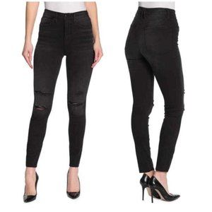 Good American Size 6 Black Distressed Raw Hem Good Waist Skinny Jeans